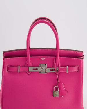 *RARE* Hermès Candy Birkin Bag Retourne 30cm in Rose Tyrien Epsom/Tosca Chèvre  Leather with Palladium Hardware