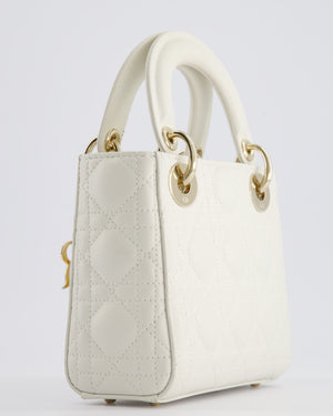 *HOT* Christian Dior Mini Lady Dior Bag in Latte White Cannage Lambskin Leather with Champagne Gold Hardware