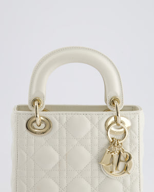 *HOT* Christian Dior Mini Lady Dior Bag in Latte White Cannage Lambskin Leather with Champagne Gold Hardware