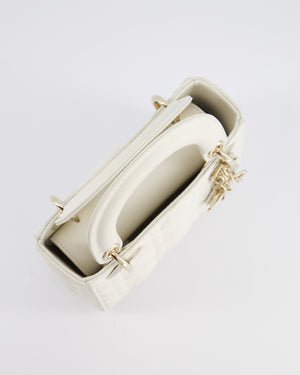 *HOT* Christian Dior Mini Lady Dior Bag in Latte White Cannage Lambskin Leather with Champagne Gold Hardware