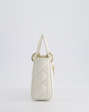 *HOT* Christian Dior Mini Lady Dior Bag in Latte White Cannage Lambskin Leather with Champagne Gold Hardware