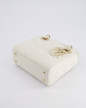 *HOT* Christian Dior Mini Lady Dior Bag in Latte White Cannage Lambskin Leather with Champagne Gold Hardware