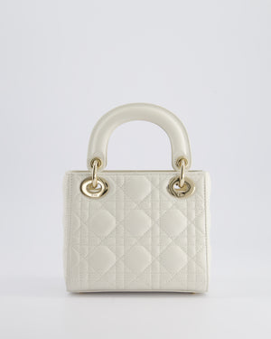 *HOT* Christian Dior Mini Lady Dior Bag in Latte White Cannage Lambskin Leather with Champagne Gold Hardware