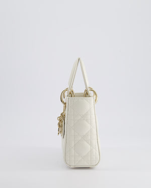 *HOT* Christian Dior Mini Lady Dior Bag in Latte White Cannage Lambskin Leather with Champagne Gold Hardware