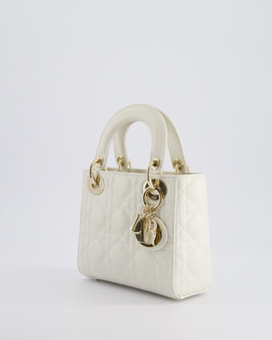 *HOT* Christian Dior Mini Lady Dior Bag in Latte White Cannage Lambskin Leather with Champagne Gold Hardware