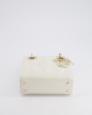 *HOT* Christian Dior Mini Lady Dior Bag in Latte White Cannage Lambskin Leather with Champagne Gold Hardware