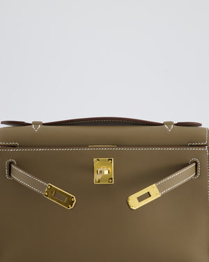 *HOT & RARE* Hermès Kelly Pochette Bag in Etoupe Swift Leather and Gold Hardware