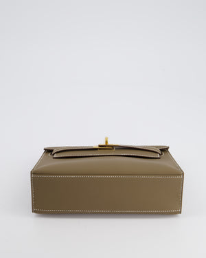 *HOT & RARE* Hermès Kelly Pochette Bag in Etoupe Swift Leather and Gold Hardware