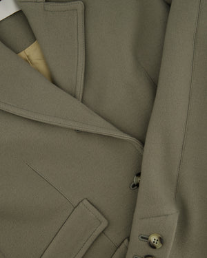 Nanushka Sage Green Long Wool Coat with 3 Pocket Detail Size S (UK 8)