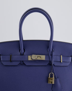 Hermès Birkin 30cm Retourne Bag in Bleu Brighton Togo Leather With Palladium Hardware