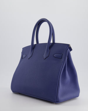 Hermès Birkin 30cm Retourne Bag in Bleu Brighton Togo Leather With Palladium Hardware