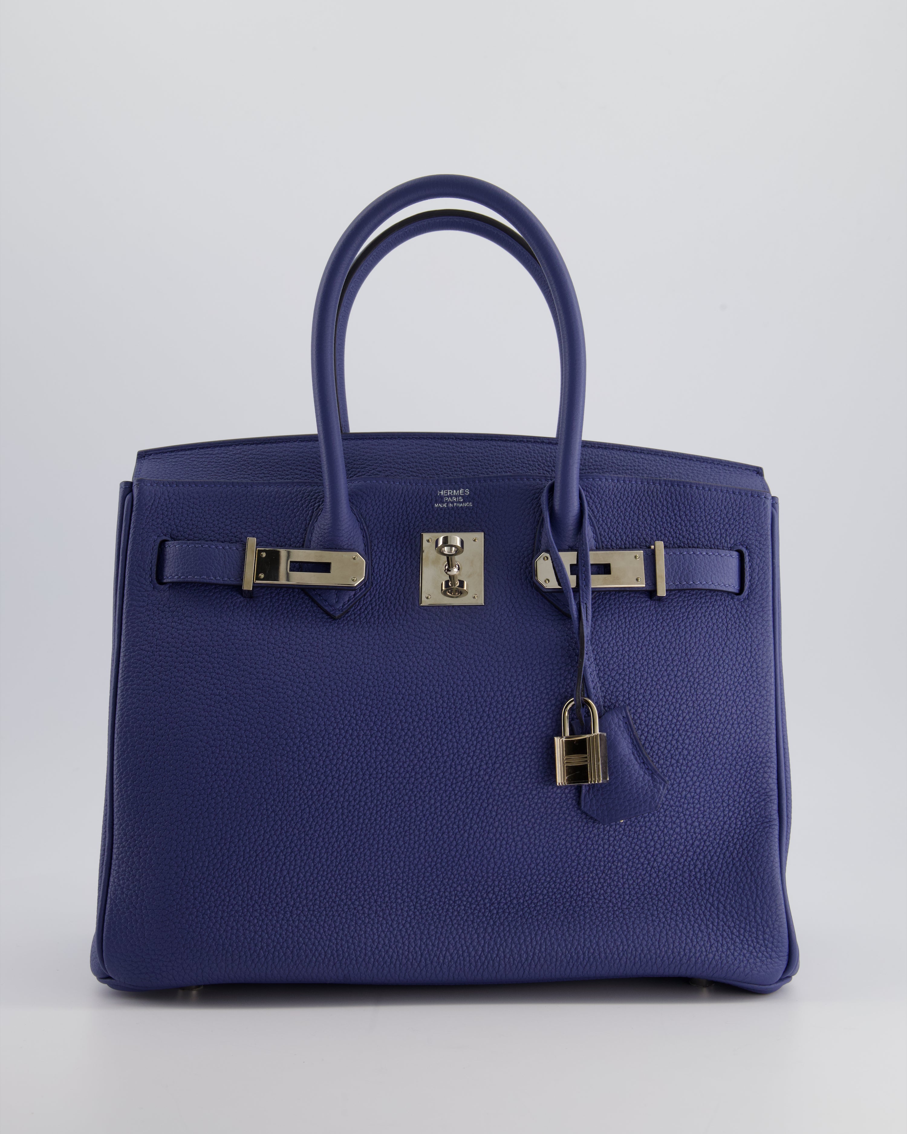 Hermes Birkin 30cm Retourne Bag in Bleu Brighton Togo Leather With Pal Sellier