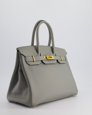 Hermès Birkin 30cm Retourne Bag in Gris Mourette Togo Leather With Gold Hardware