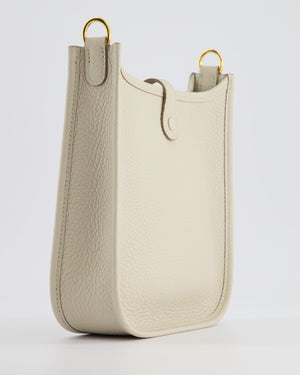 Hermès Mini Evelyne Bag in Beton Clemence Leather with Gold Hardware