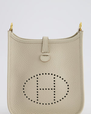 Hermès Mini Evelyne Bag in Beton Clemence Leather with Gold Hardware