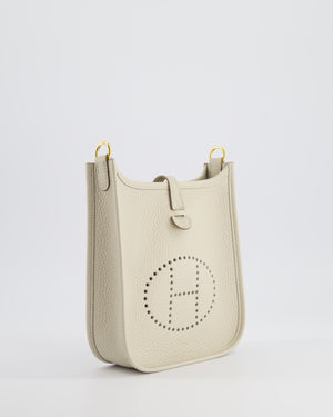 Hermès Mini Evelyne Bag in Beton Clemence Leather with Gold Hardware