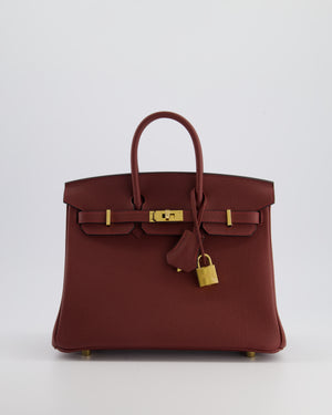 *RARE* Hermès Birkin 25cm Retourne in Rouge H Togo Leather with Gold Hardware