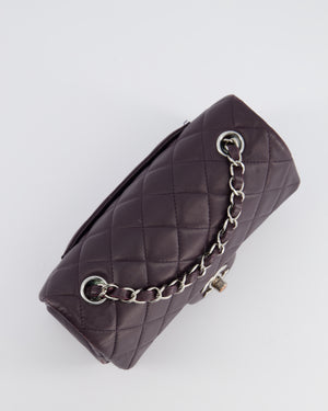 Chanel Aubergine Purple Mini Rectangular Classic Flap Bag in Lambskin Leather with Silver Hardware