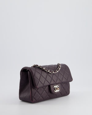 Chanel Aubergine Purple Mini Rectangular Classic Flap Bag in Lambskin Leather with Silver Hardware