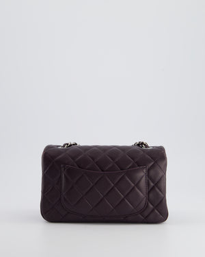 Chanel Aubergine Purple Mini Rectangular Classic Flap Bag in Lambskin Leather with Silver Hardware