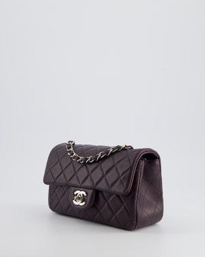 Chanel Aubergine Purple Mini Rectangular Classic Flap Bag in Lambskin Leather with Silver Hardware