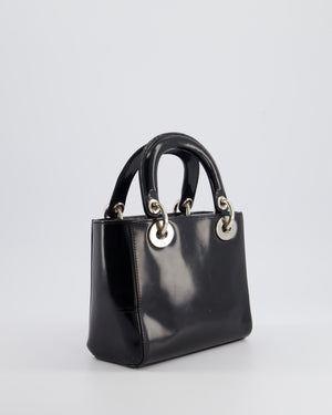 Christian Dior Vintage Smooth Black Leather Mini Lady Dior Bag with Silver Hardware