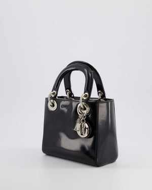 Christian Dior Vintage Smooth Black Leather Mini Lady Dior Bag with Silver Hardware