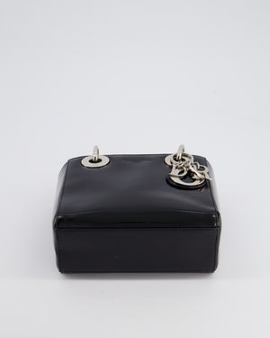 Christian Dior Vintage Smooth Black Leather Mini Lady Dior Bag with Silver Hardware