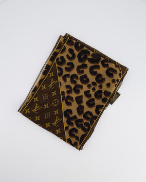 Lous Vuitton Brown Monogram and Leopard Print Silk Chiffon Scarf