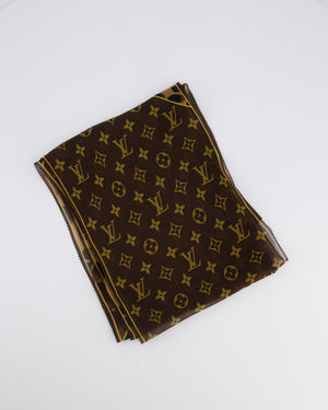 Lous Vuitton Brown Monogram and Leopard Print Silk Chiffon Scarf