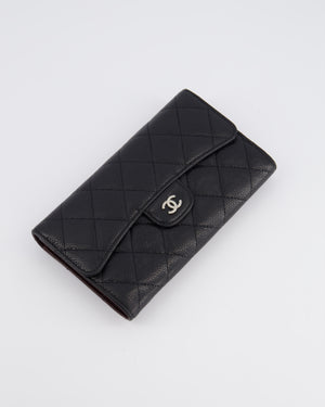 Chanel Black Caviar Leather Wallet with Silver Hardware