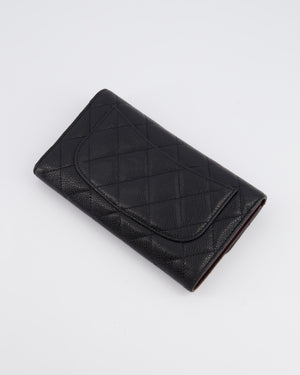 Chanel Black Caviar Leather Wallet with Silver Hardware