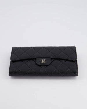 Chanel Black Caviar Leather Wallet with Silver Hardware