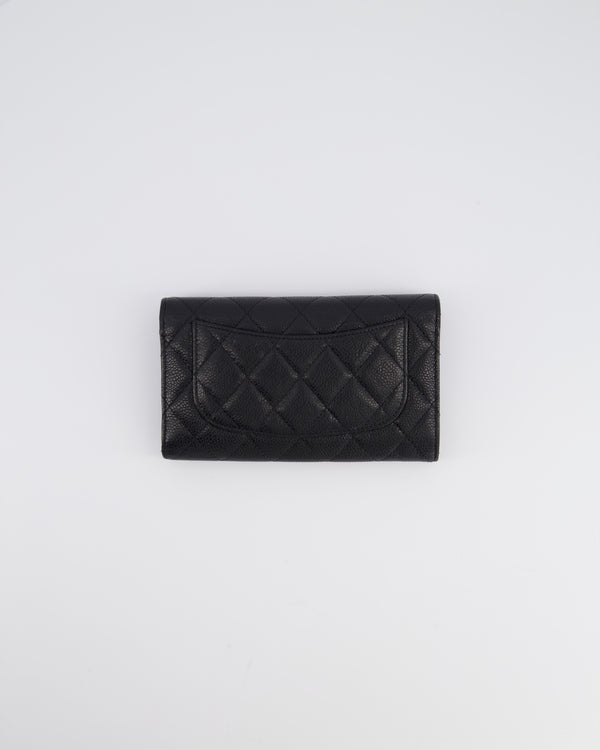 Chanel Black Caviar Leather Wallet with Silver Hardware