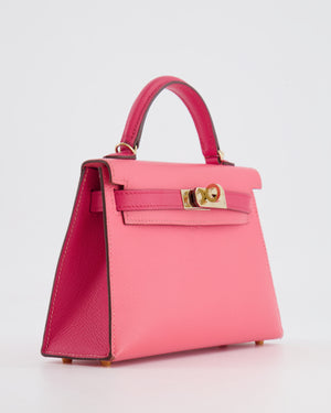 Hermès Mini Kelly II 20cm Bag HSS in Rose Azalee and Rose Mexico Epsom Leather with Permabrass Hardware