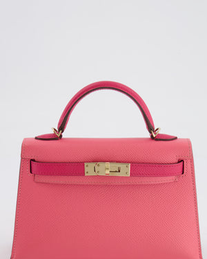 Hermès Mini Kelly II 20cm Bag HSS in Rose Azalee and Rose Mexico Epsom Leather with Permabrass Hardware