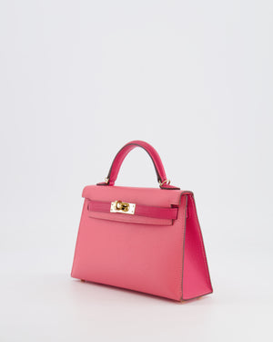 Hermès Mini Kelly II 20cm Bag HSS in Rose Azalee and Rose Mexico Epsom Leather with Permabrass Hardware