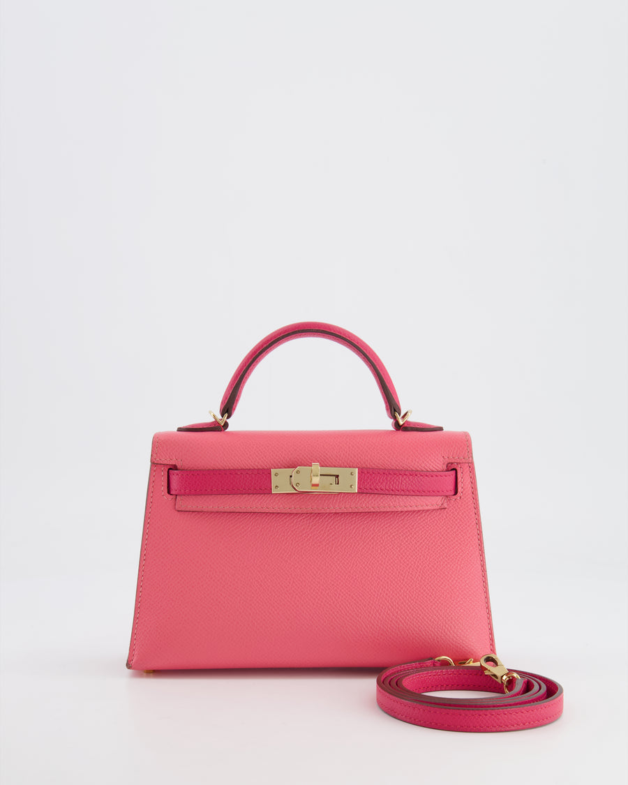 Hermès Mini Kelly II 20cm Bag HSS in Rose Azalee and Rose Mexico Epsom Leather with Permabrass Hardware