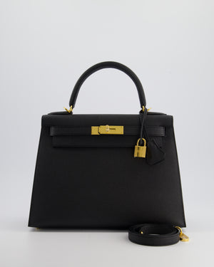 *HOT* Hermès Kelly 28cm Sellier Bag in Black Epsom Leather with Gold Hardware