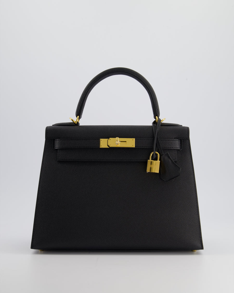 *HOT* Hermès Kelly 28cm Sellier Bag in Black Epsom Leather with Gold Hardware