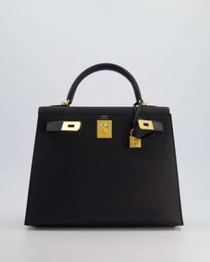 *HOT* Hermès Kelly 28cm Sellier Bag in Black Epsom Leather with Gold Hardware