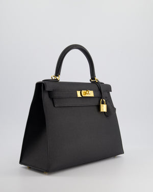 *HOT* Hermès Kelly 28cm Sellier Bag in Black Epsom Leather with Gold Hardware