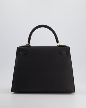 *HOT* Hermès Kelly 28cm Sellier Bag in Black Epsom Leather with Gold Hardware