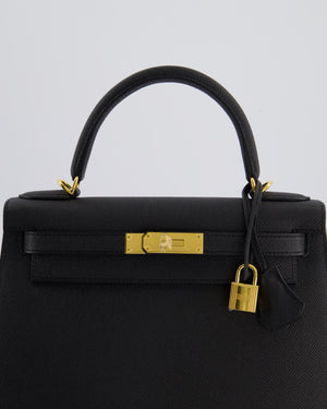 *HOT* Hermès Kelly 28cm Sellier Bag in Black Epsom Leather with Gold Hardware