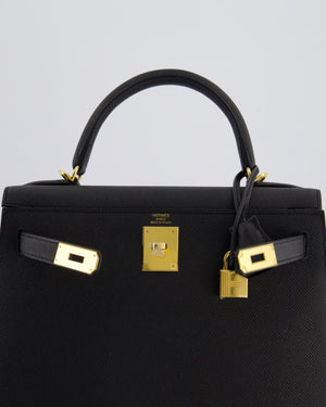 *HOT* Hermès Kelly 28cm Sellier Bag in Black Epsom Leather with Gold Hardware