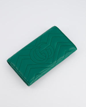 Gucci Green GG Marmont Wallet With Gold Hardware