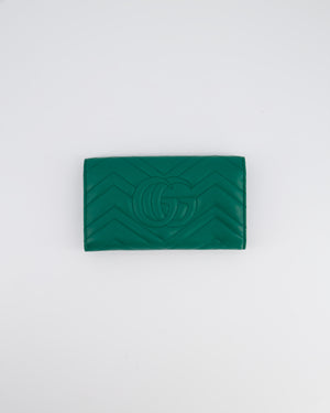 Gucci Green GG Marmont Wallet With Gold Hardware