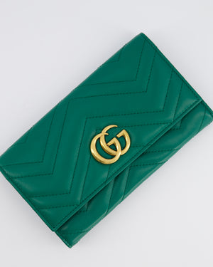 Gucci Green GG Marmont Wallet With Gold Hardware