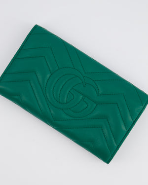 Gucci Green GG Marmont Wallet With Gold Hardware