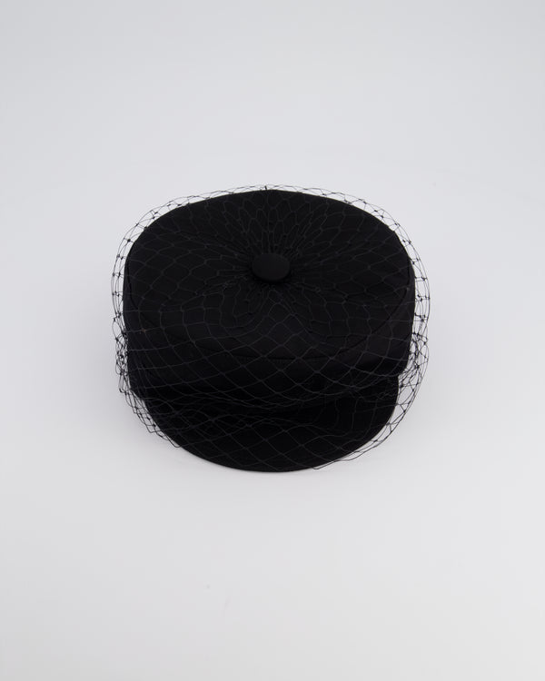 Christian Dior Black Dior Arty Cap with Veil Size 58 RRP £560